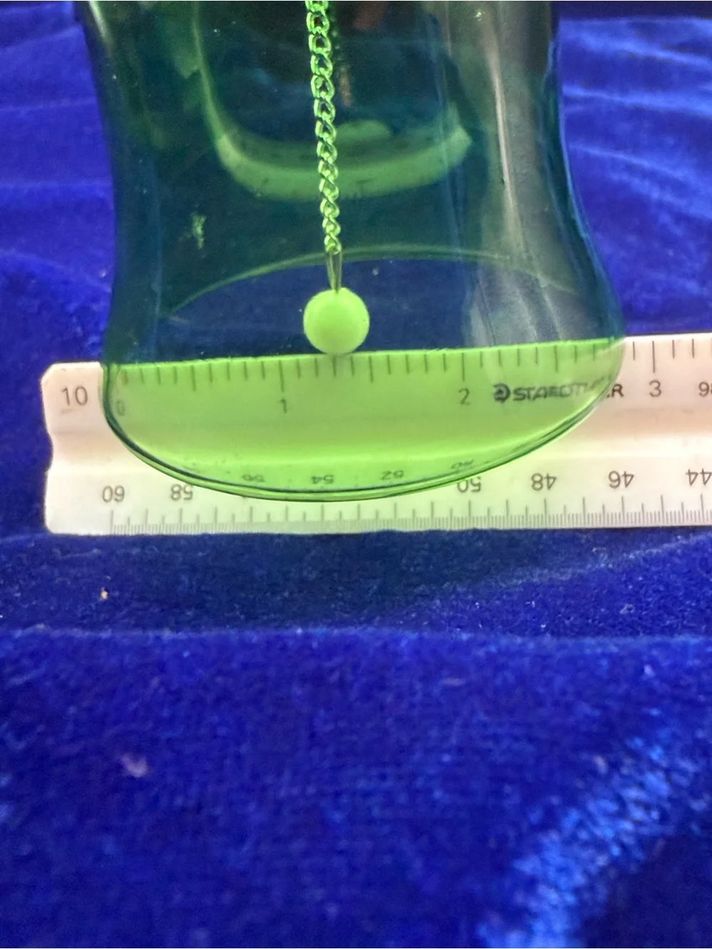 Vintage Hand Blown Green Glass Hand Bell